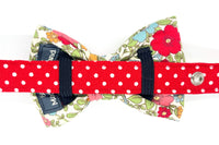 Thumbnail for floral fabric dog bowtie fitted on matching collar - Alice by BlossomCo