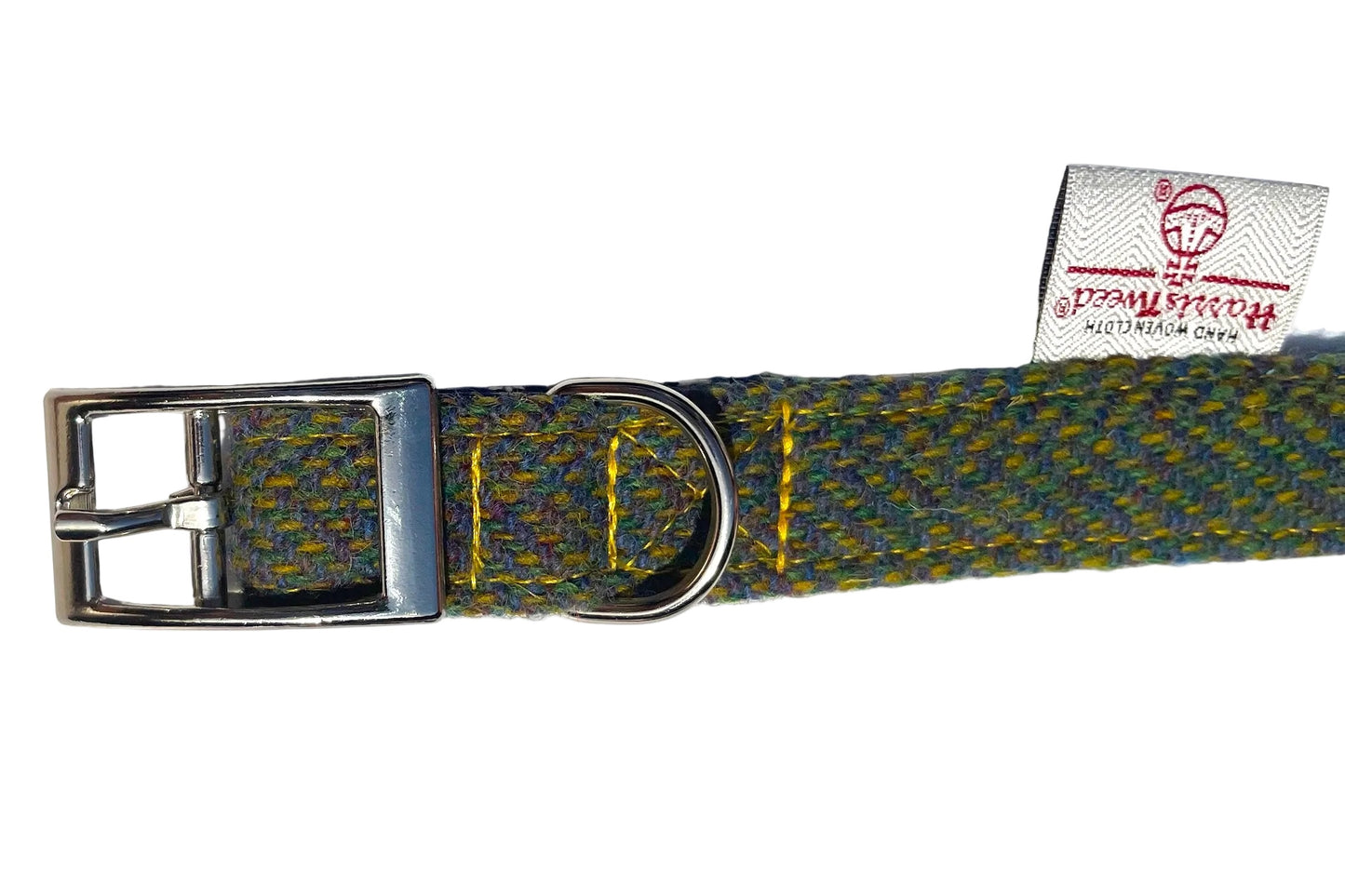 blue, green and yellow Harris Tweed dog collar buckle - the Orosay design by BlossomCo