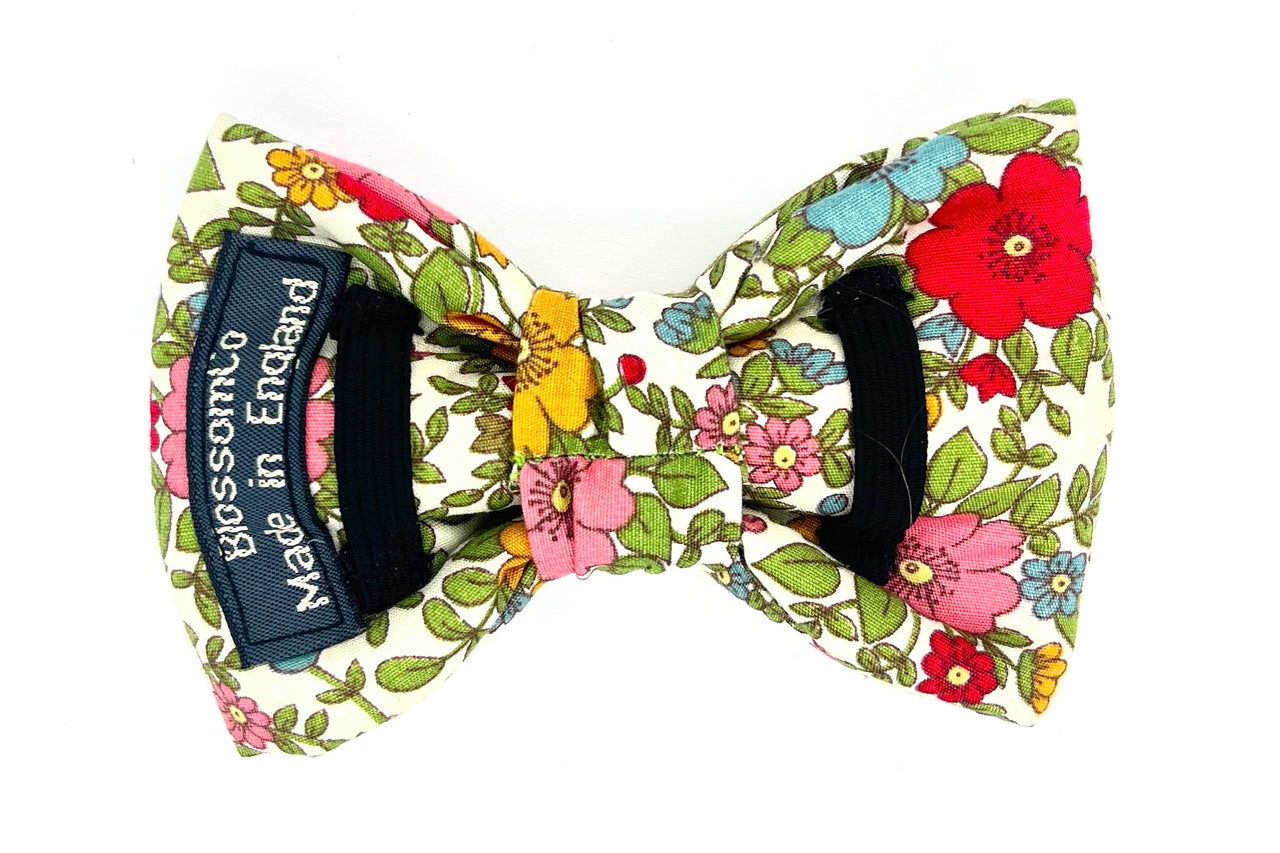 handmade floral fabric dog bowtie - Alice design by BlossomCo