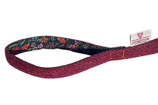 raspberry pink harris tweed dog lead handle detail