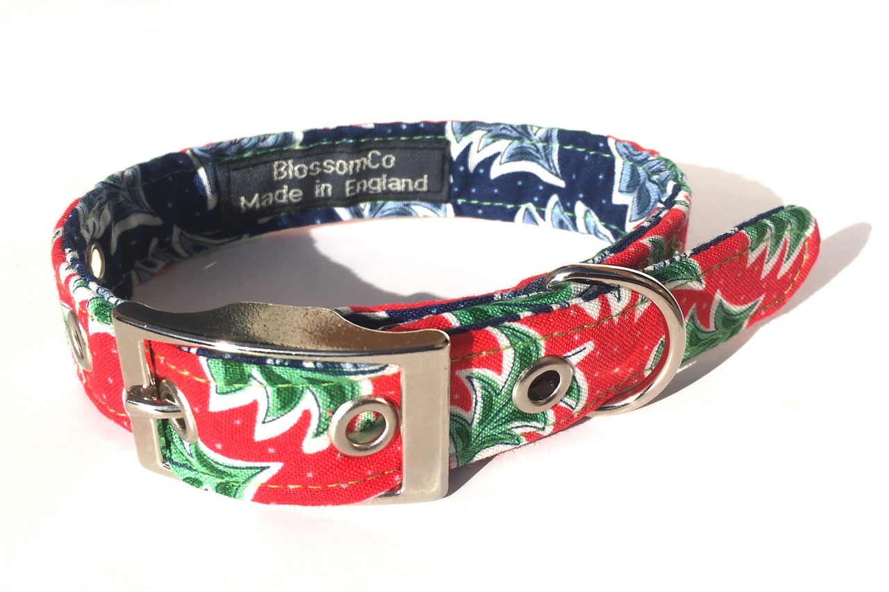christmas dog collar by blossomco in dancing trees liberty print