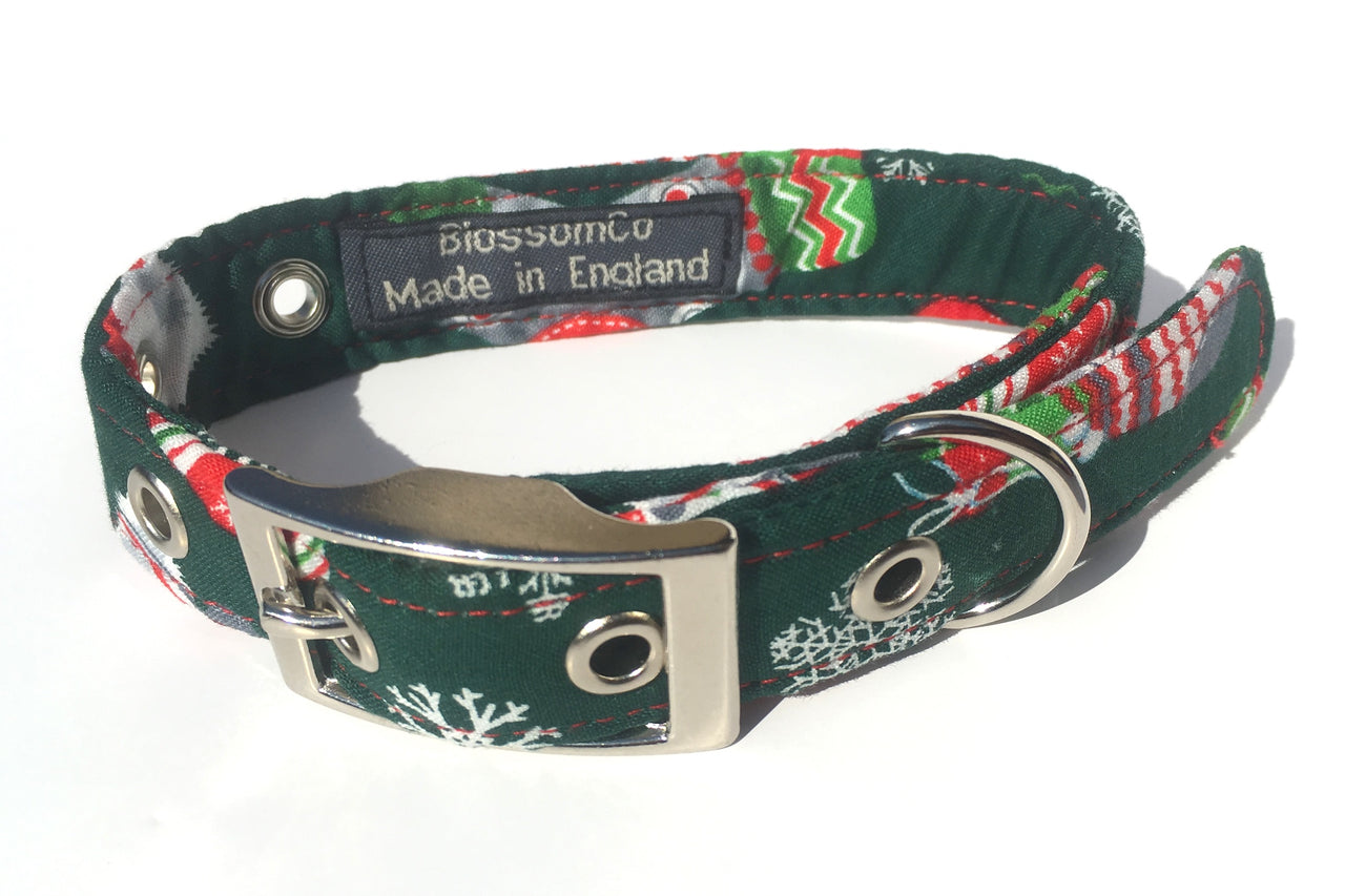 festive christmas theme dog collar