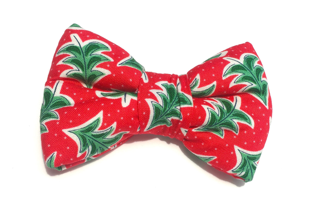 christmas trees dog bowtie in liberty print
