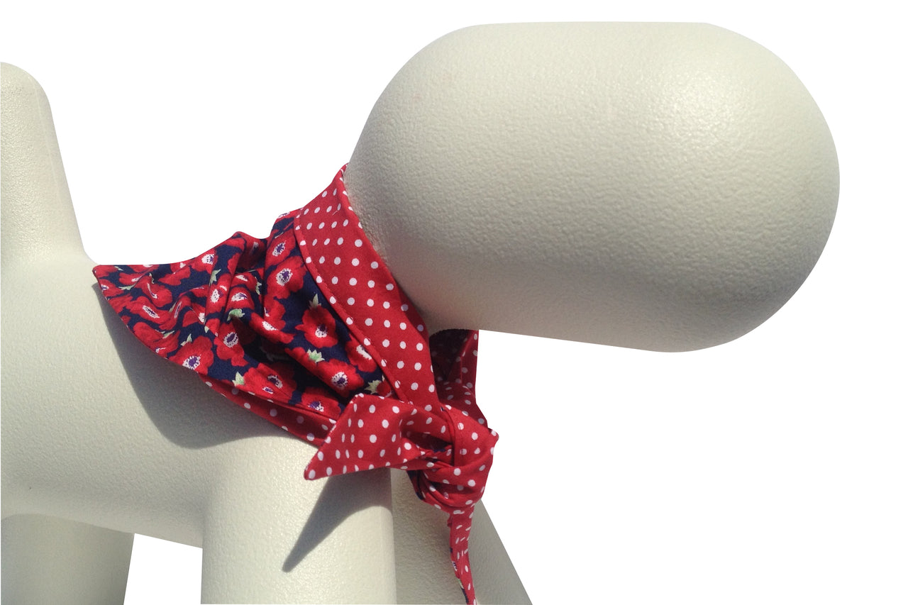 Handmade floral bow tie for dogs with Red poppies