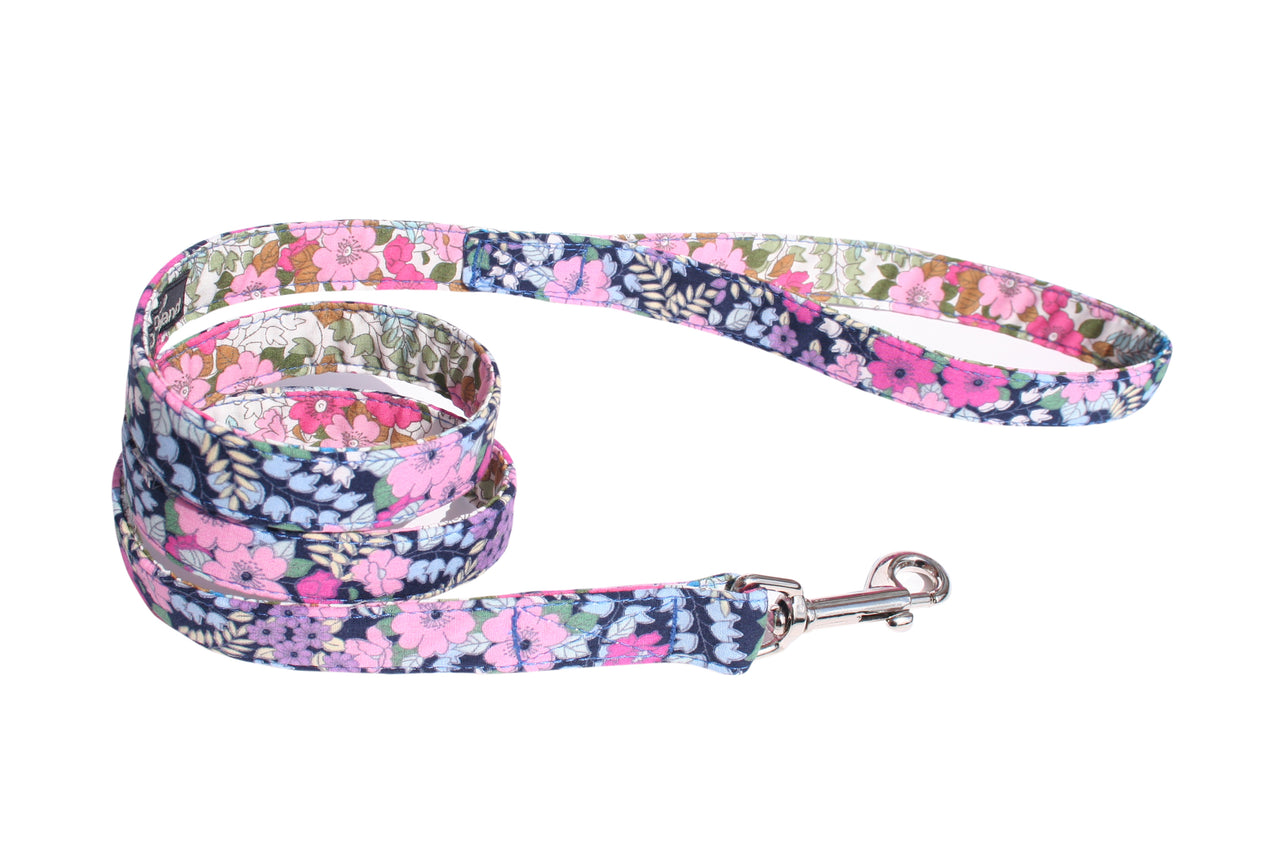 soft floral fabric dog lead made in Britain