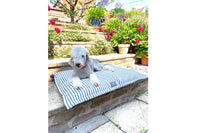 Thumbnail for French Blue Ticking Stripes dog bed pillow
