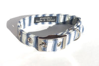 Thumbnail for soft ticking fabric blue stripes dog collar