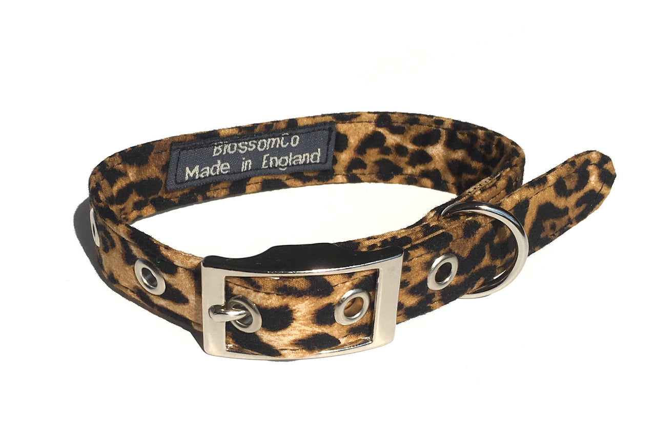 handmade dog collar in leopardskin print