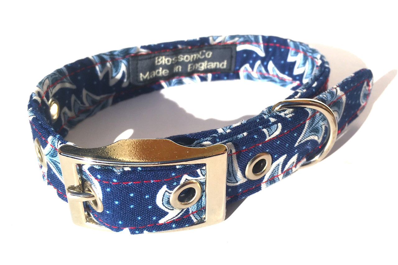 liberty print dog collar for christmas snowy night by blossomco