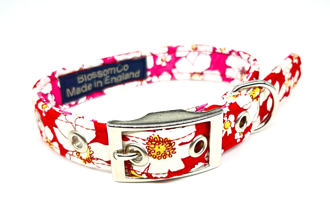 red and pink floral dog collars - Firle by BlossomCo