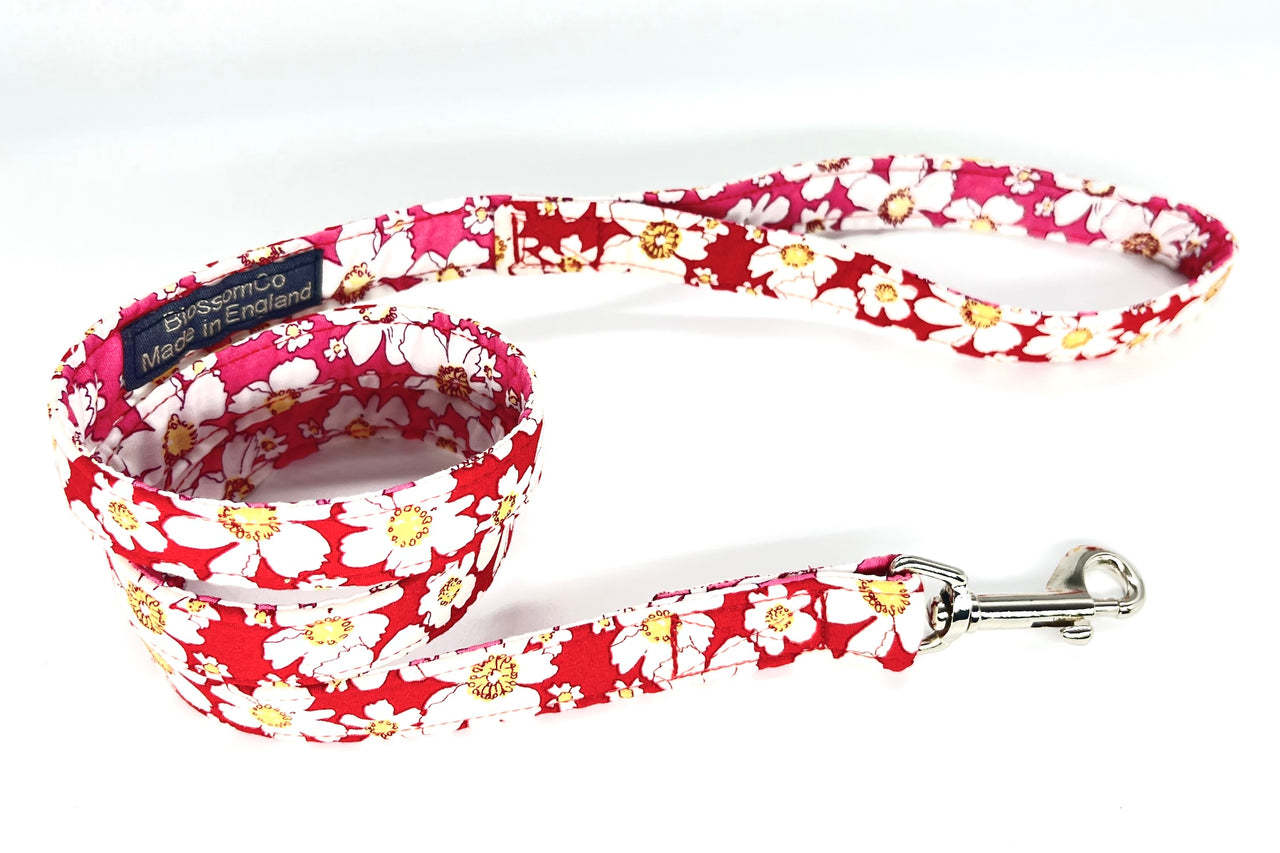 red and pink floral dog lead - Firle from BlossomCo