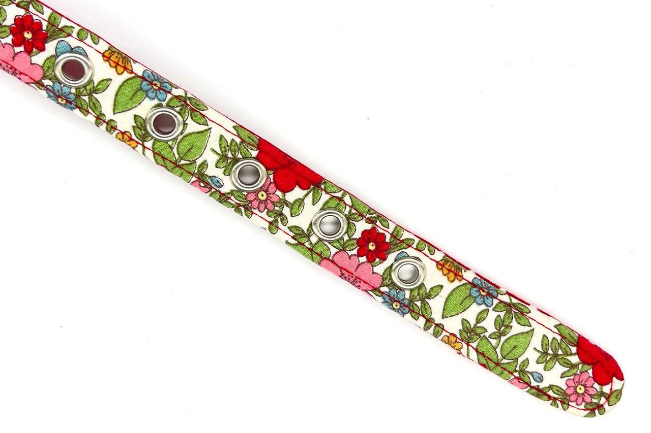 soft floral fabric dog collar with eyelets - alice design by BlossomCo