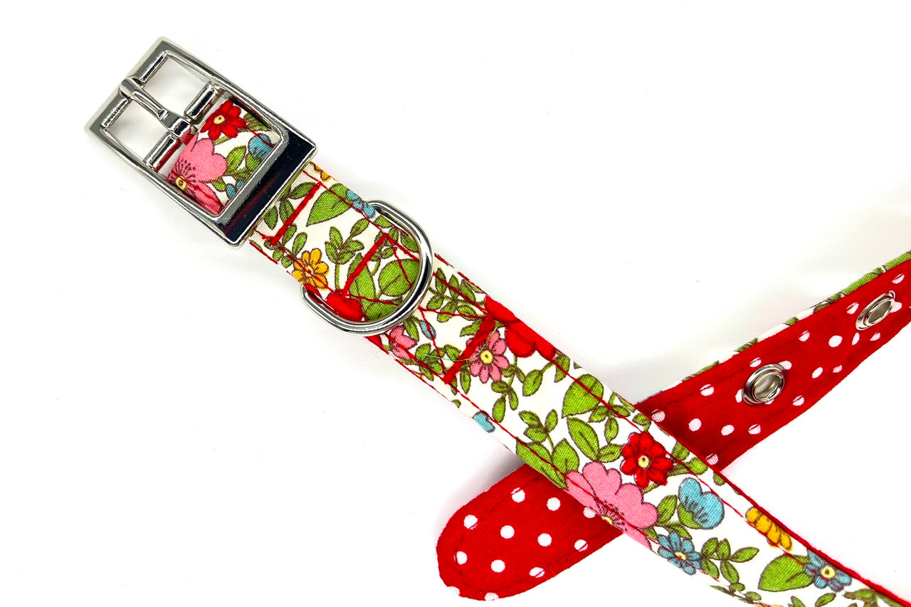 handmade soft floral fabric dog collar - alice design by BlossomCo