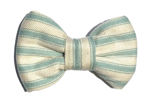 green and white ticking stripe dog bowtie - Hartland design by BlossomCo