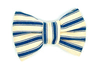 Thumbnail for soft blue ticking stripes handmade dog bowtie