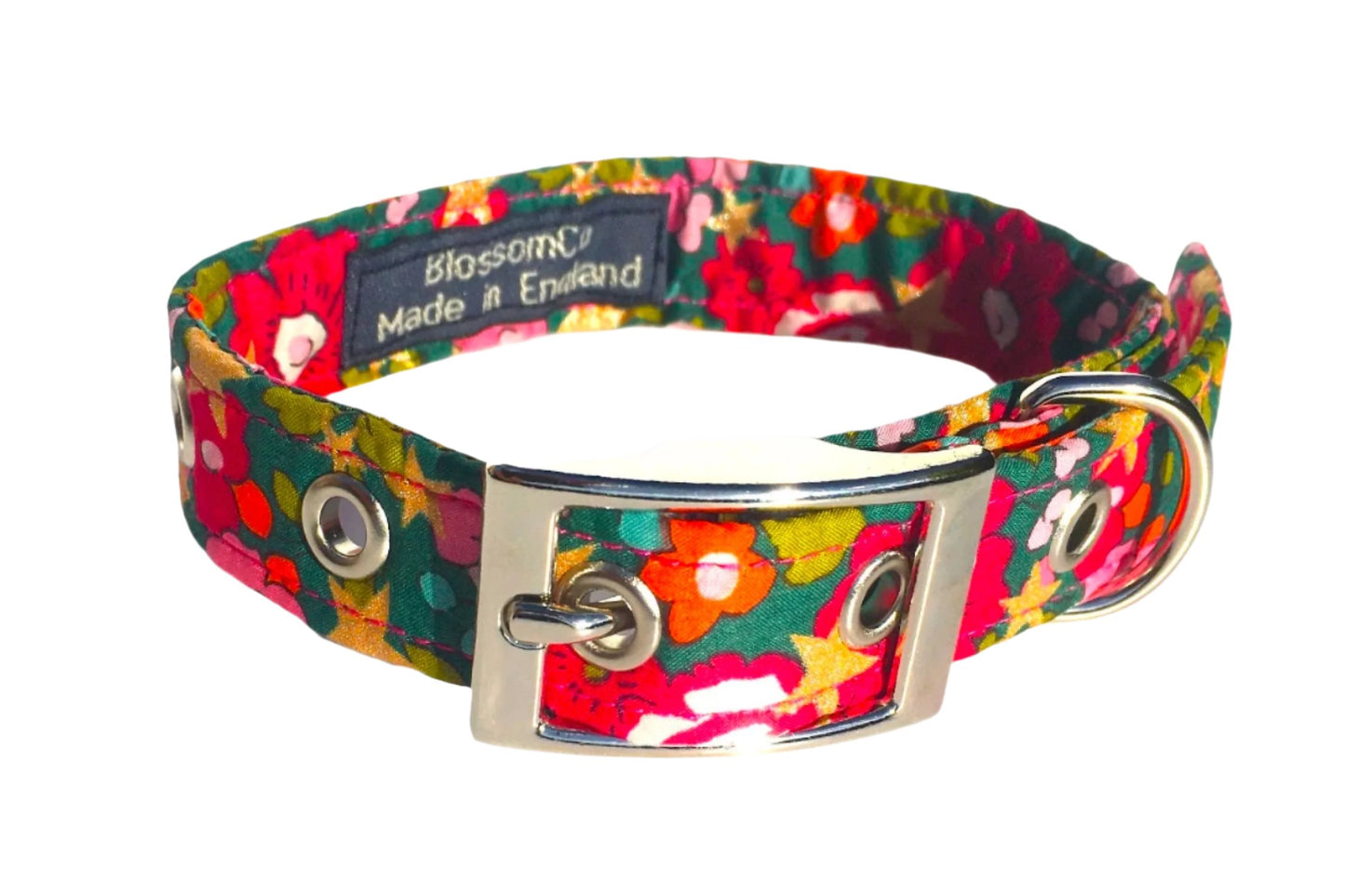 Christmas dog collar in Betsy Star print from Liberty Art Fabrics