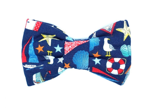 Seaside theme dog bowtie