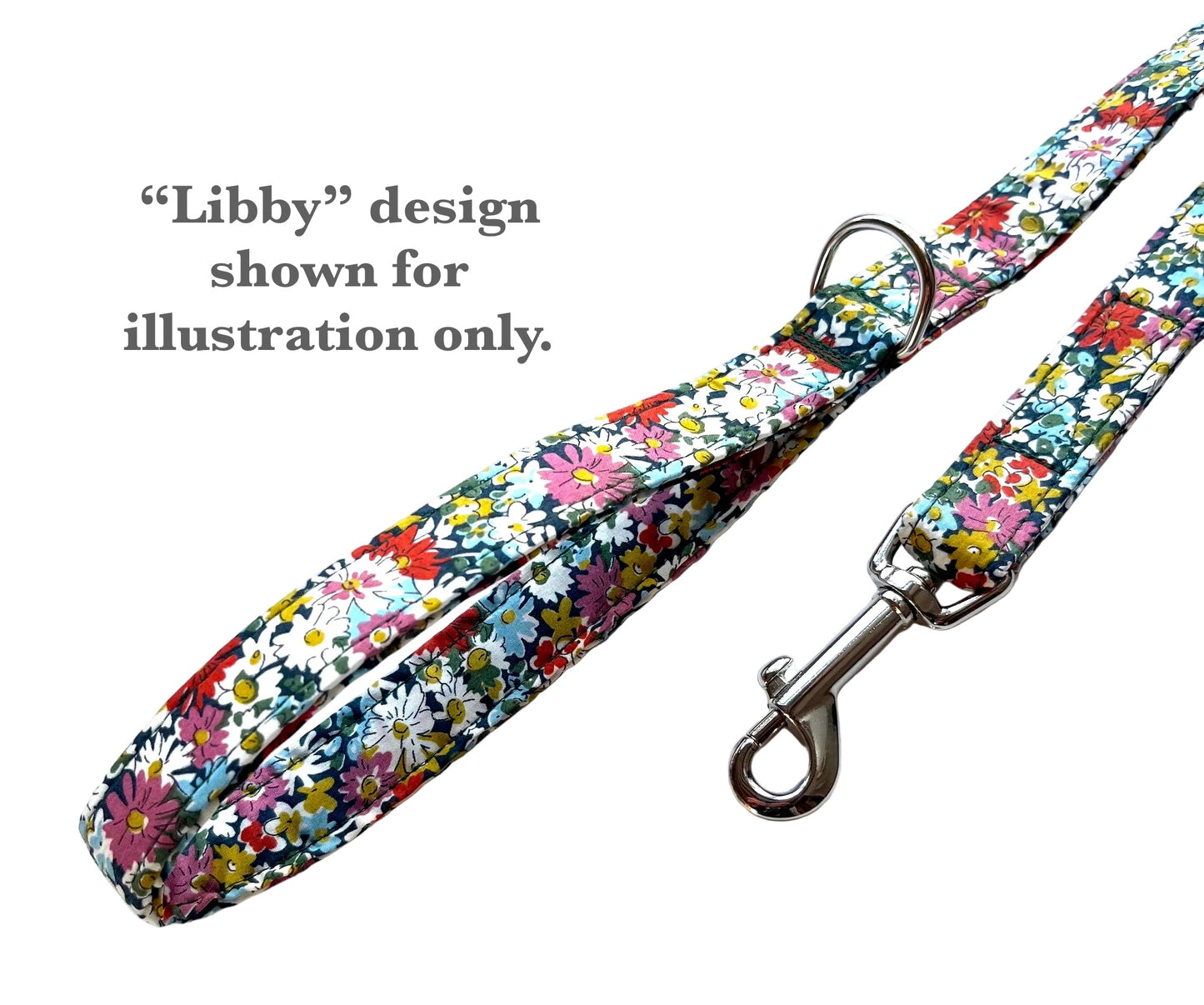 longer length dog lead with D-ring in Liberty Print