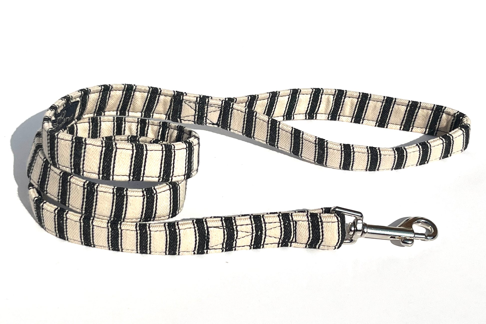 soft fabric dog lead in black ticking stripes - Paddington design by BlossomCo