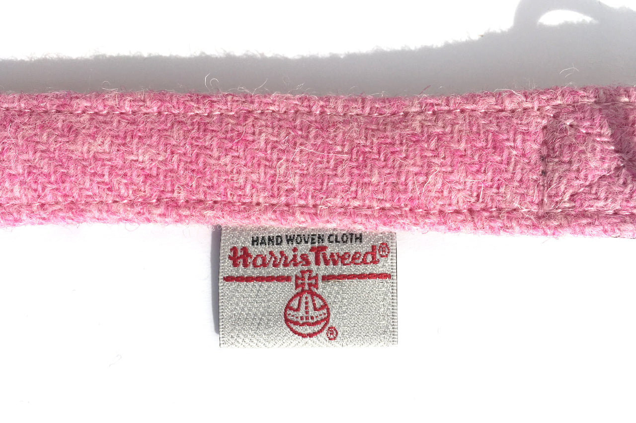 Pink Harris Tweed dog collar by BlossomCo with Harris Tweed Authority seam label