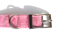 Thumbnail for Pink Harris Tweed dog collar by BlossomCo with buckle detail