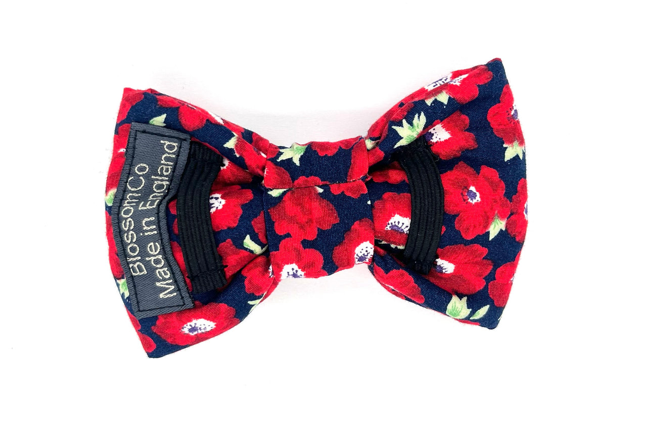 red floral dog bowtie fits any collar - Elizabeth by BlossomCo