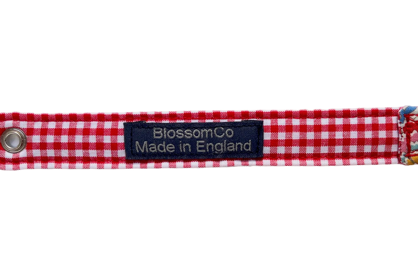 red gingham check design of the Matilda dog collar by BlossomCo