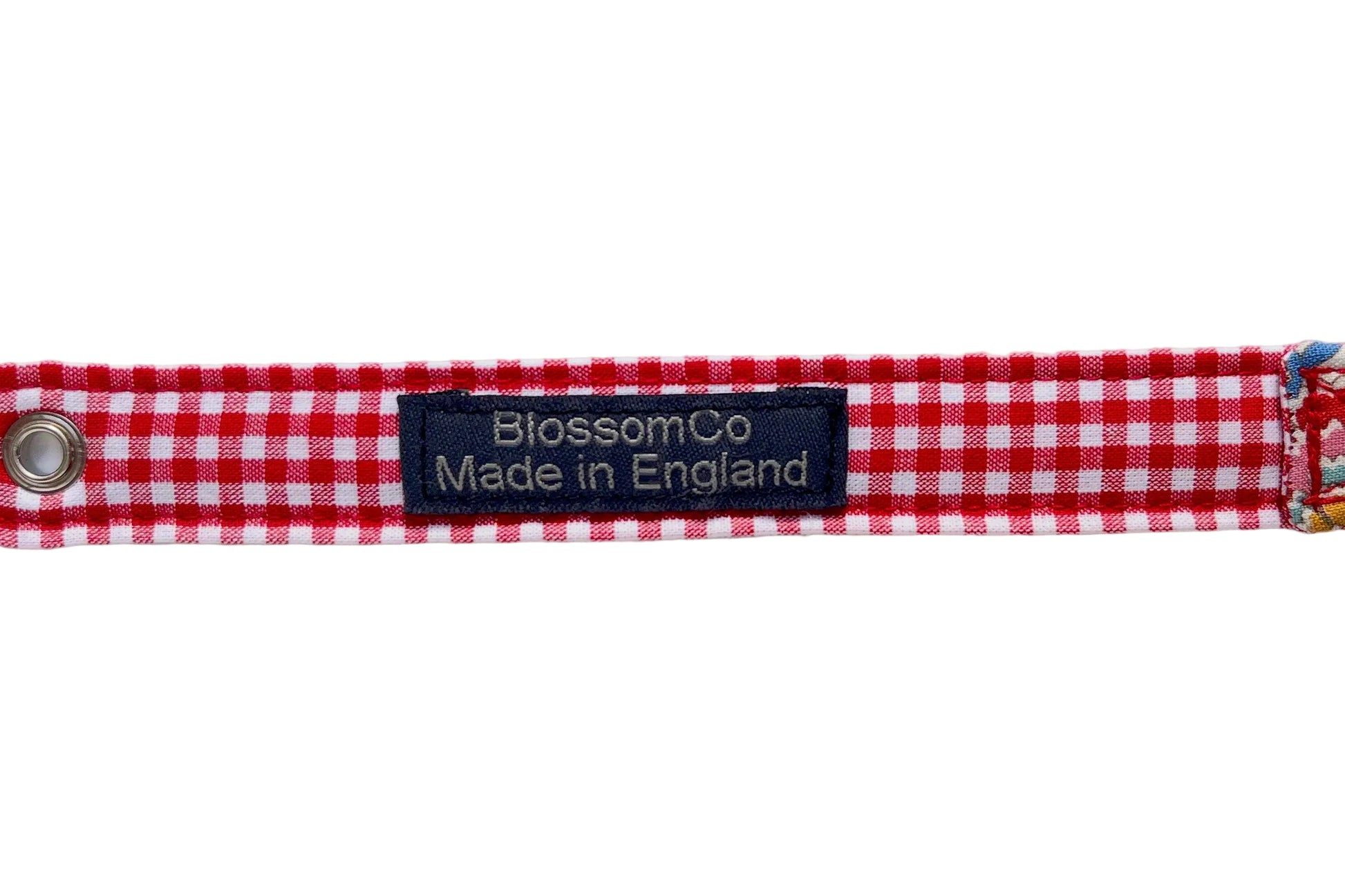 red gingham check design of the Matilda dog collar by BlossomCo