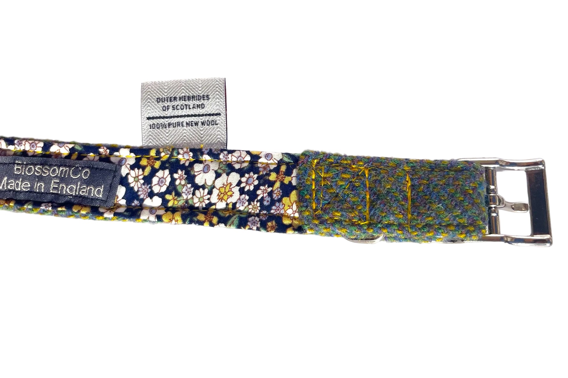 reverse side of Orosay Harris Tweed dog collar by BlossomCo
