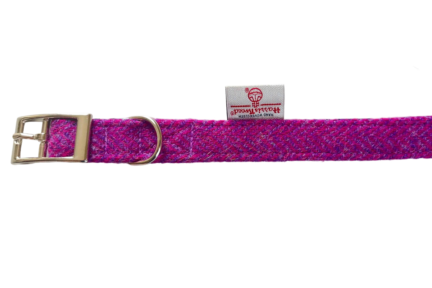 Purple Harris Tweed Dog Collar with floral print lining - the Ronay design by BlossomCo