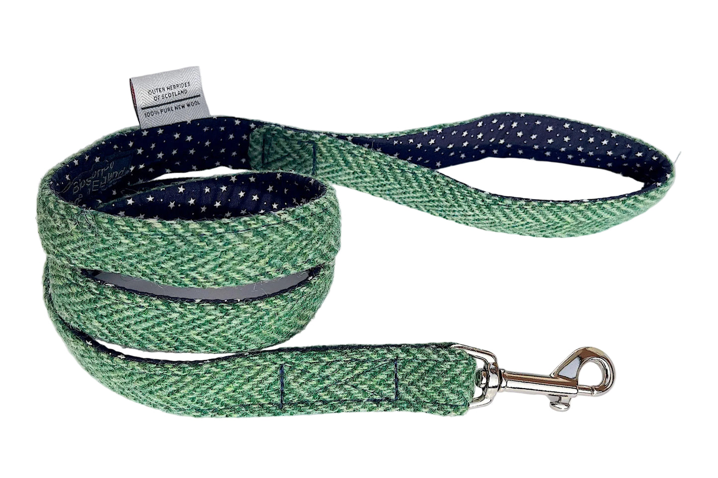 green herringbone Harris Tweed dog lead - the Scotasay design by BlossomCo