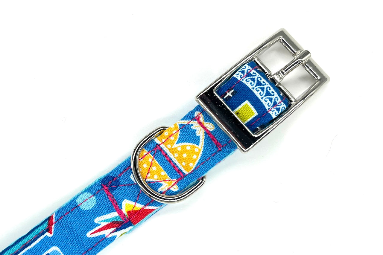 seaside holiday design soft fabric dog collar buckle - Beach Time by BlossomCo