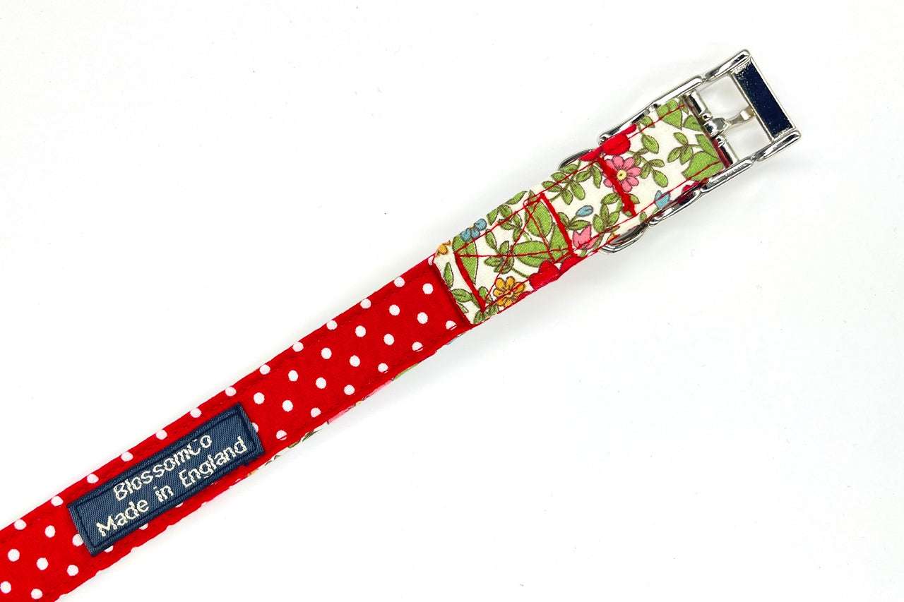 handmade in England soft floral fabric dog collar - alice design by BlossomCo