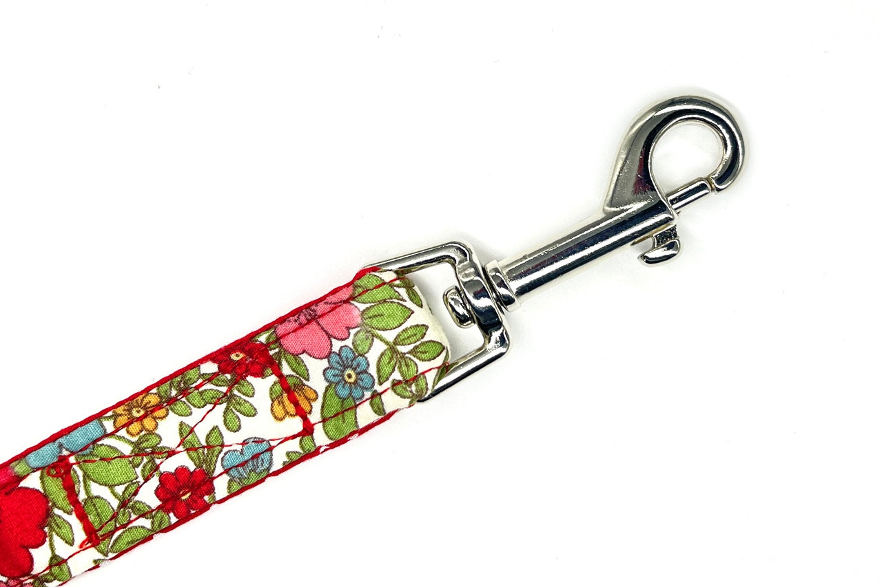 Floral design fabric dog lead trigger hook - Alice by BlossomCo