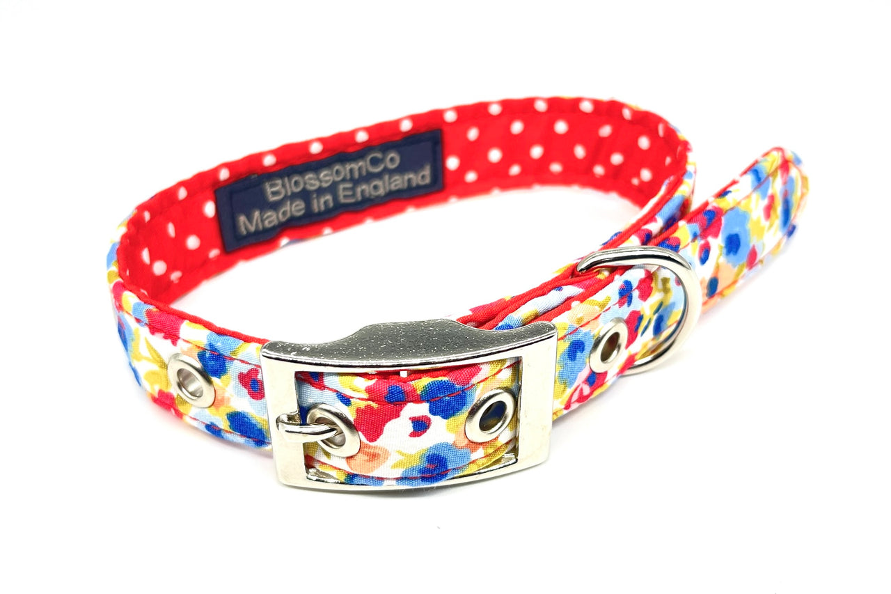 Bright Floral fabric dog collar - Somerby by BlossomCo