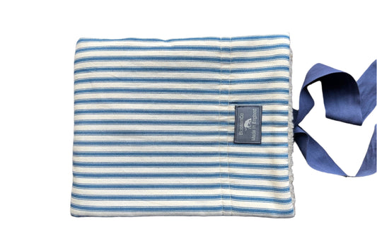 very soft fleece dog blanket with blue ticking stripe design