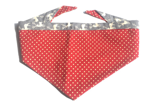 deep red with white polka dot dog bandana