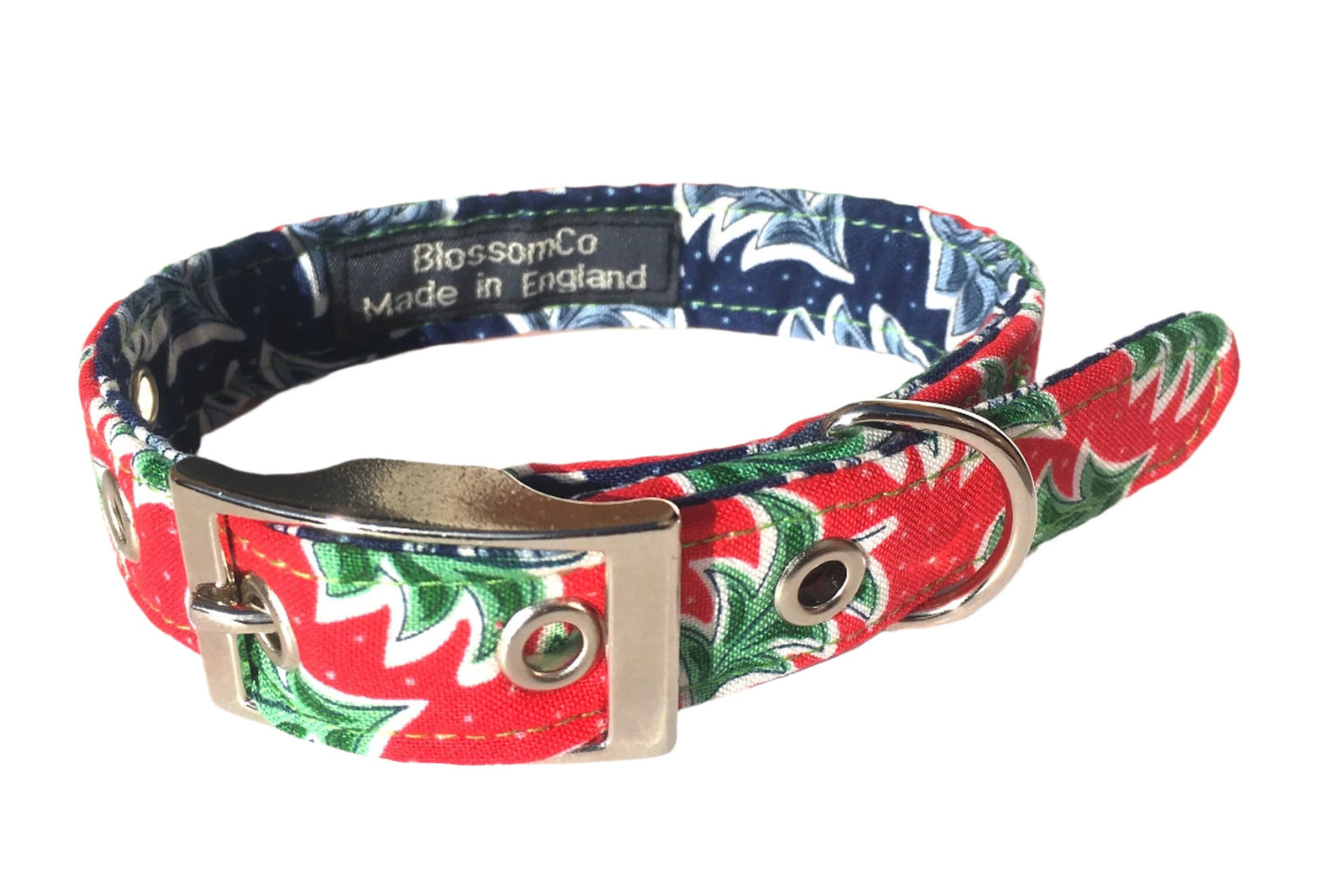 christmas dog collar by blossomco in dancing trees liberty print