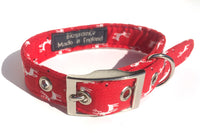 Thumbnail for handmade christmas theme dog collar with festive reindeer