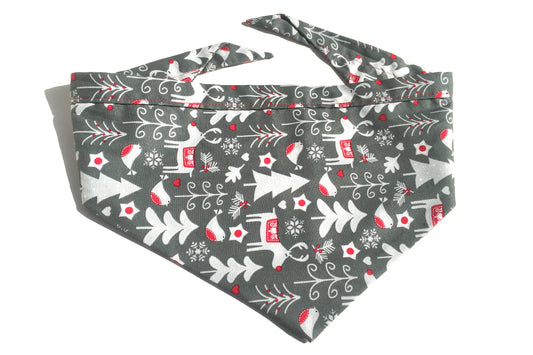 handmade dog bandana with christmas snow theme