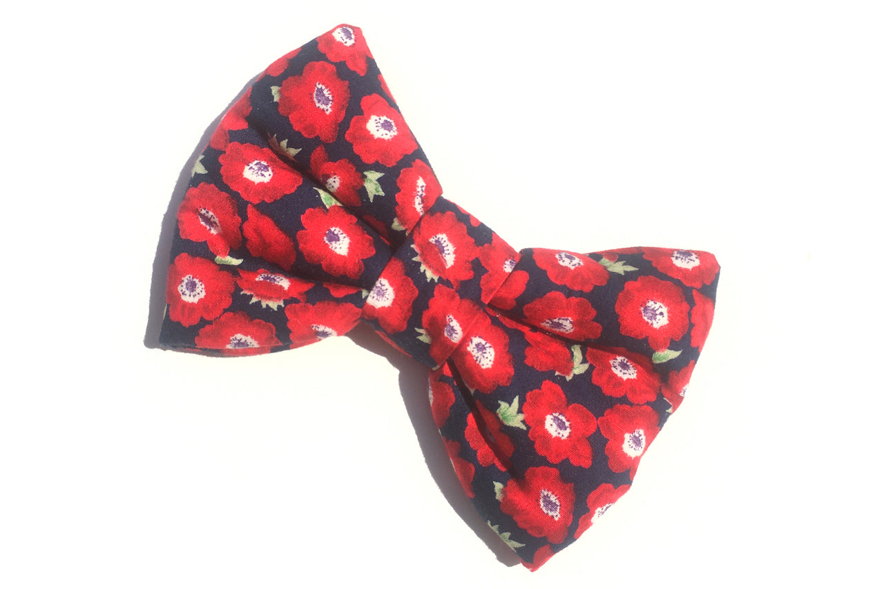 beautiful floral poppy design bow tie for dogs
