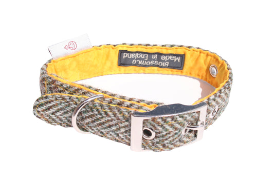 Handmade Harris Tweed dog collar