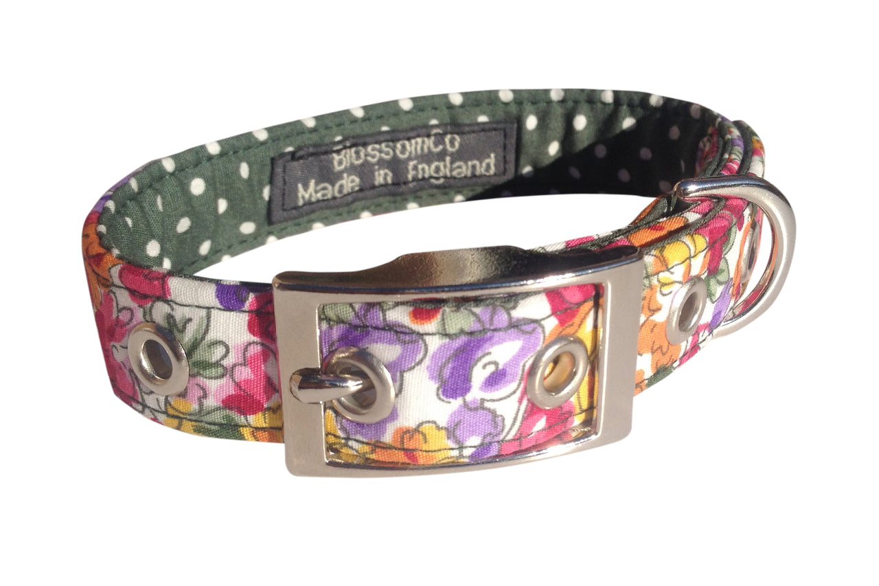 bright floral print dog collar