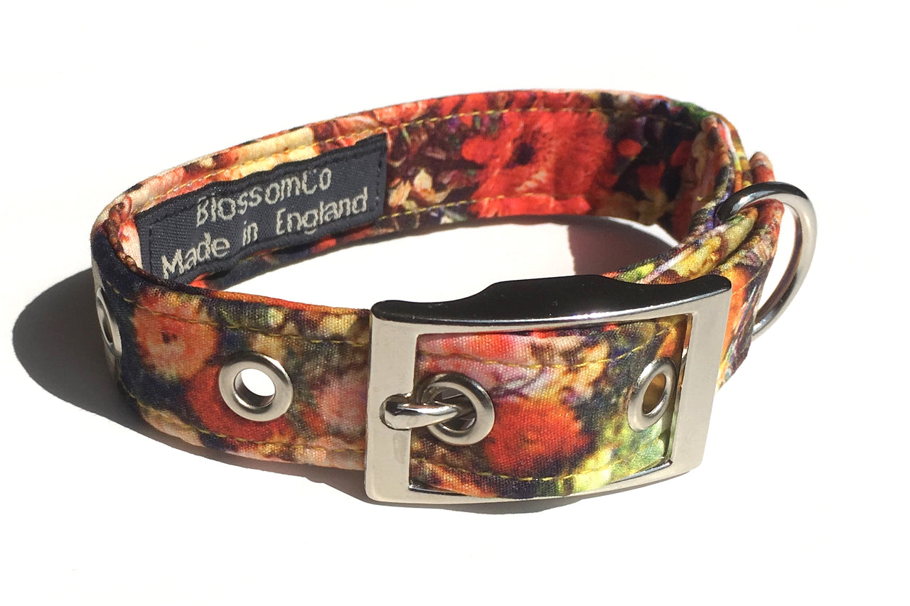 soft floral fabric dog collar Ginny by BlossomCo