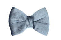 Thumbnail for luxury dog bowtie in silver velvet