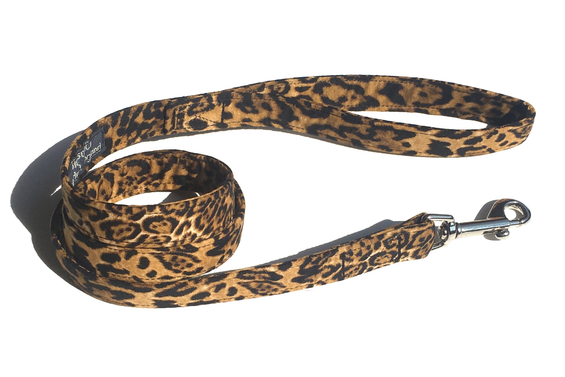 handmade in uk leopardskin print dog lead