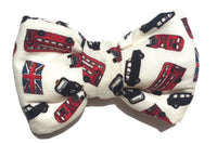 Thumbnail for Dog bowtie with London Buses and Taxi pattern