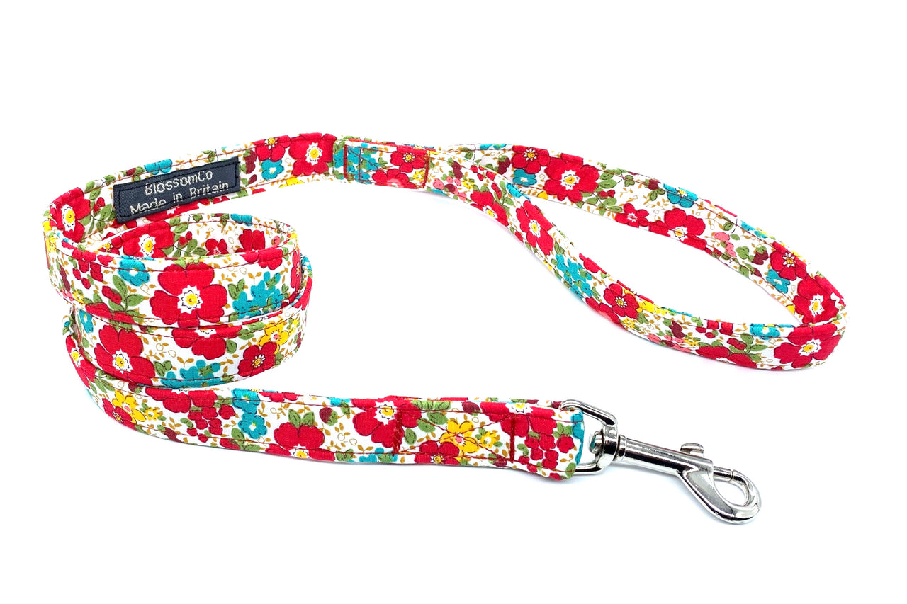 gorgeous floral dog lead handmade in England