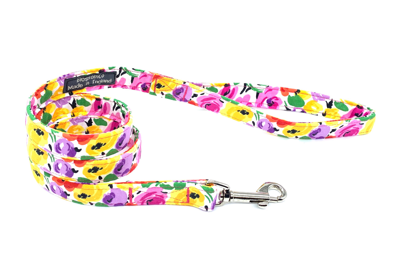 bright floral fabric dog lead, Rita by BlossomCo
