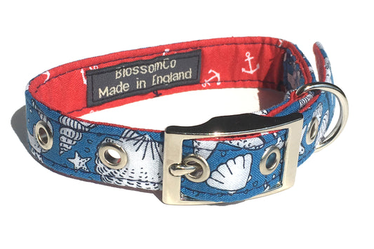 handmade dog collar in seashells design